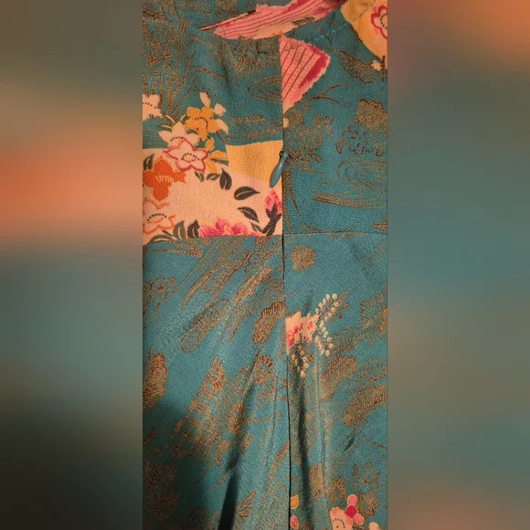 Melissa M Floral Faux-Wrap Midi Dress — Teal Multi (S) - Picture 3 of 4